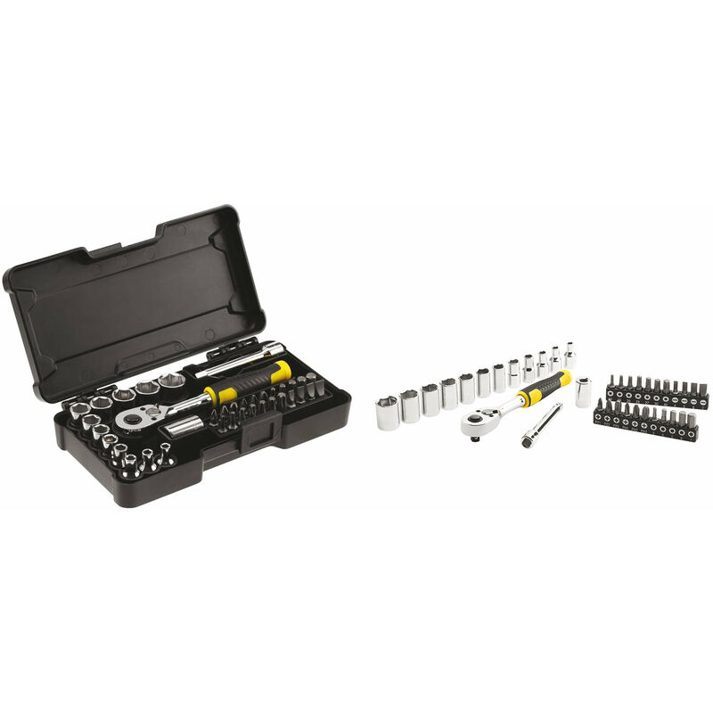 foto del prodotto stanley set cricchetto e 12 bussole 22 inserti e prolunga stmt82672 0