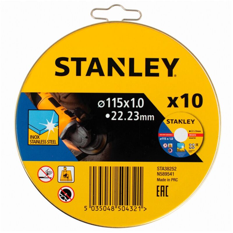 foto del prodotto stanley set di 10 dischi da taglio inox sta38252 xj 115 mm 