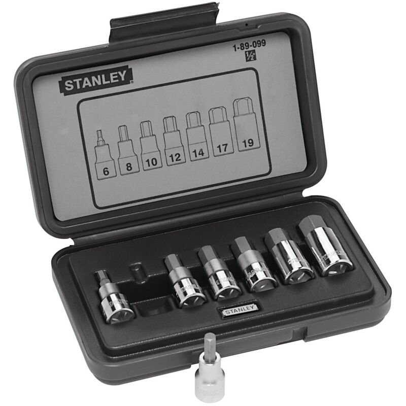 foto del prodotto stanley set di chiavi esagonali 1 2 set di 7 bussole per cacciavite 6 8 10 12 14 17 19 mm 1 89 099