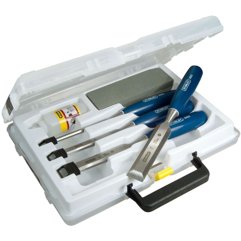 foto del prodotto stanley set di scalpelli 4 pezzi 6 12 18 25 mm manico in abs 0 16 130