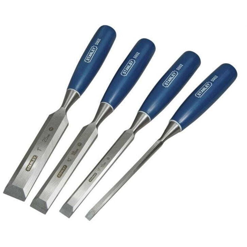 foto del prodotto stanley set di scalpelli 4 pezzi 6 12 18 25 mm seria 5002, colore blu