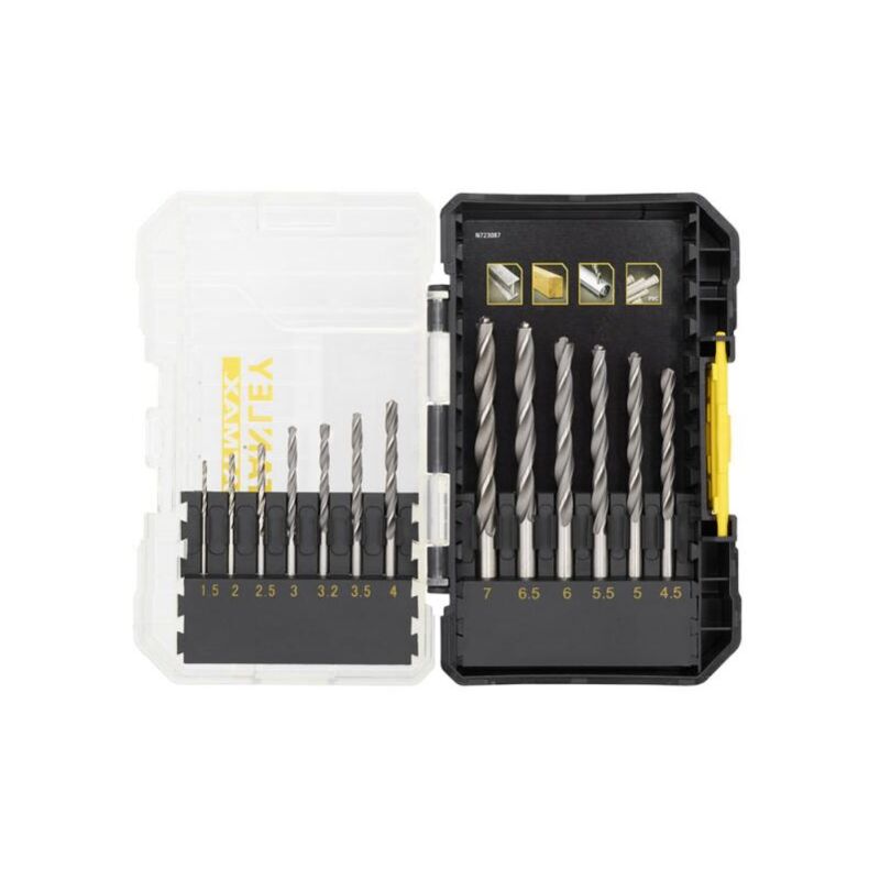 foto del prodotto stanley sta88553 xj punte trapano precisione metallo 1.5 7 mm cassetta 13 pezzi
