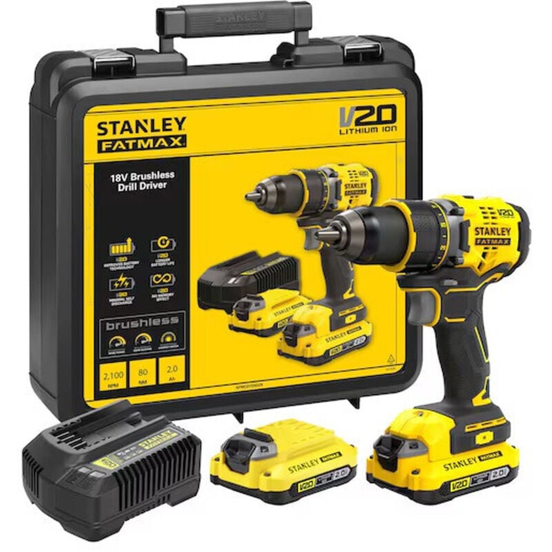 foto del prodotto stanley - trapano avvitatore fatmax sfmcd720d2k 2 x 2,0 ah caricabatteria valigetta