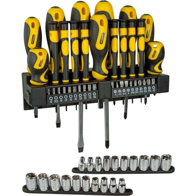 foto del prodotto stanley utensili set da 57 bit da trapano, inserti per avvitare e bussole stht0 62143
