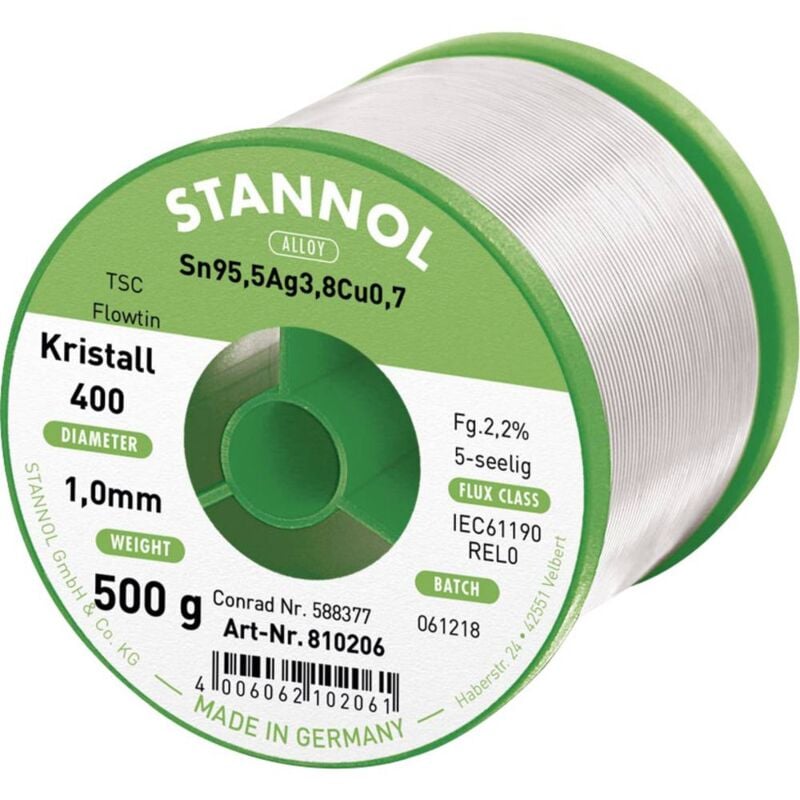 foto del prodotto stannol ecology ts stagno senza piombo bobina sn95,5ag3,8cu0,7 rel0 500 g 1 mm