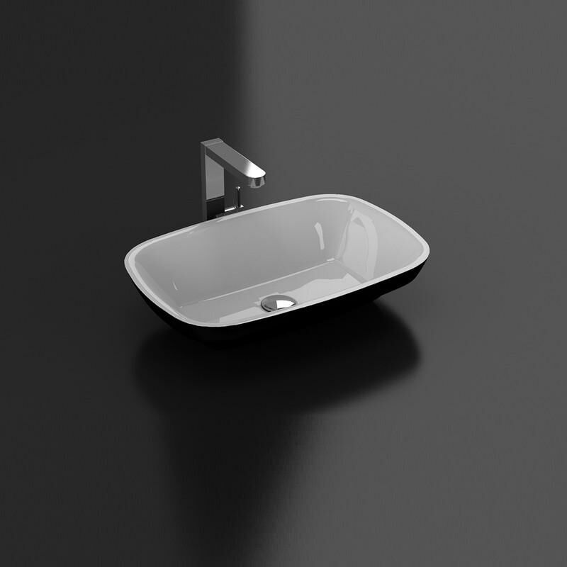 foto del prodotto stano. lavabo da appoggio in marmoresina siena 60 x 42 cm bianco e nero