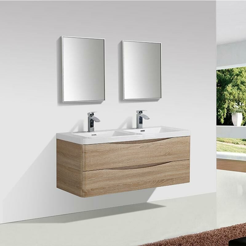 foto del prodotto stano. mobile bagno doppio lavabo design piacenza larghezza 120 cm rovere chiaro