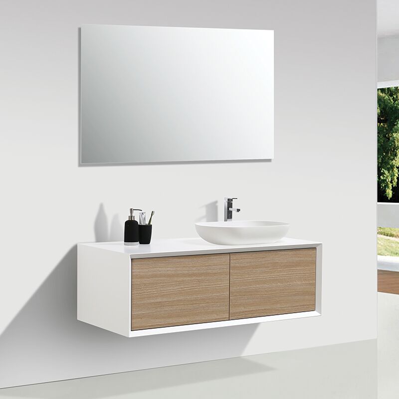 foto del prodotto stano. mobile bagno sospeso doppia vasca palio 120 cm bianco rovere chiaro