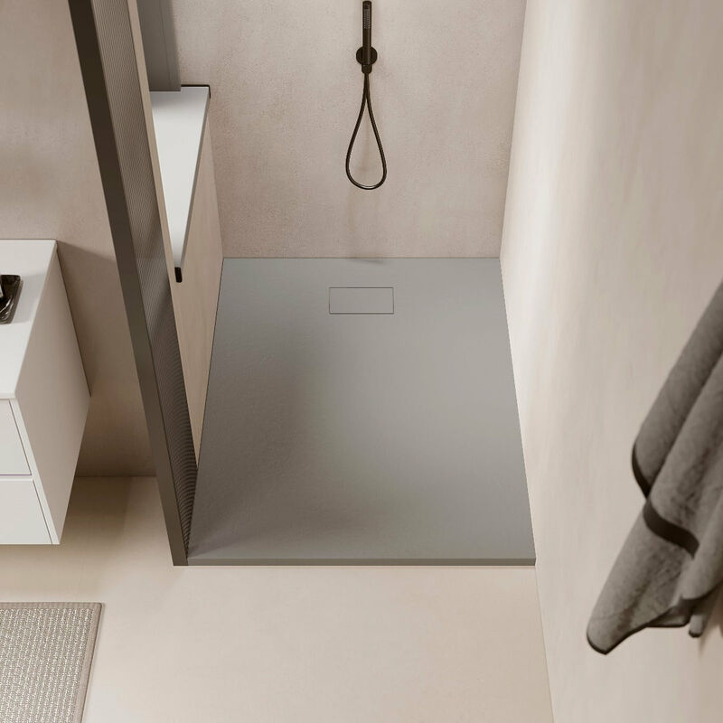 foto del prodotto stano. piatto doccia ultrasottile 80 x 140 cm piatto in solicast finitura ardesia grigio