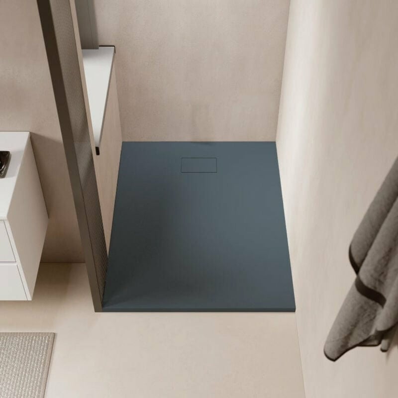 foto del prodotto stano. piatto doccia ultrasottile 80 x 140 cm piatto in solicast finitura ardesia grigio basalto