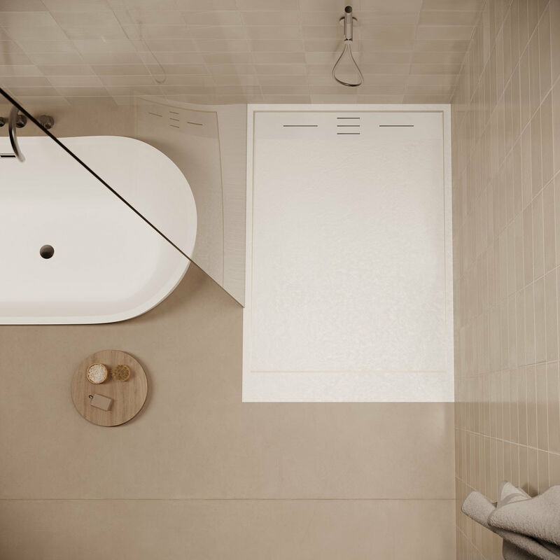 foto del prodotto stano. piatto doccia ultrasottile 80 x 140 cm salvi in solicast finitura ardesia bianco