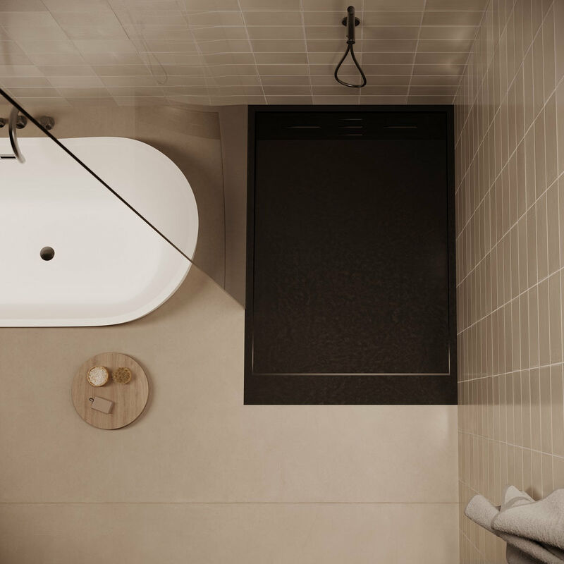 foto del prodotto stano. piatto doccia ultrasottile 80 x 140 cm salvi in solicast finitura ardesia nero