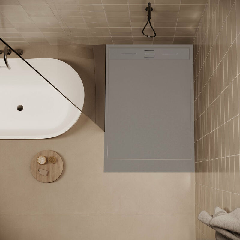 foto del prodotto stano. piatto doccia ultrasottile 90 x 140 cm salvi in solicast finitura ardesia grigio