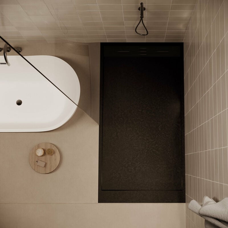 foto del prodotto stano. piatto doccia ultrasottile 90 x 170 cm salvi in solicast finitura ardesia nero