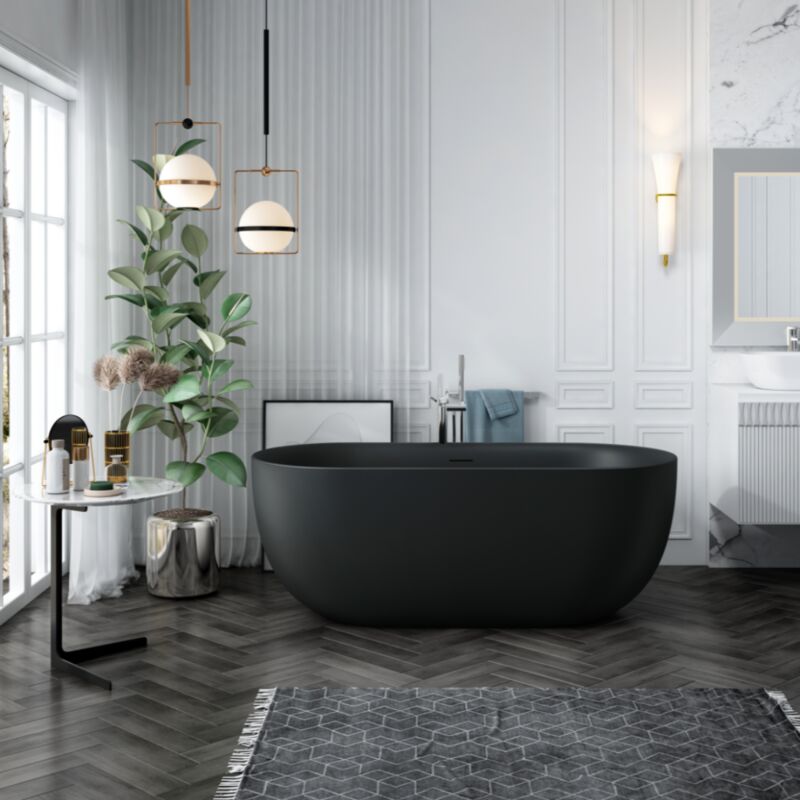 foto del prodotto stano. vasca freestanding lisbon nera opaca 160 cm