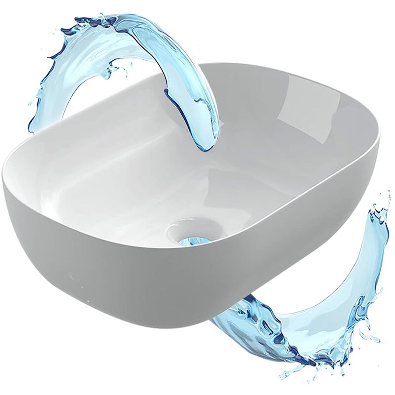 foto del prodotto starbath plus lavabo in ceramica bianca forma ovale dimensioni 45,5 x 32,5 x 14 cm ideale per i piani d appoggio di bagni e toilette