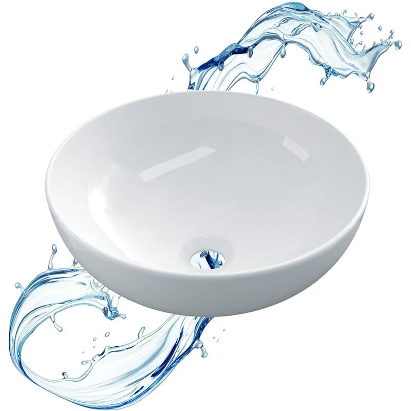 foto del prodotto starbath plus lavabo in ceramica rotondo bianco senza rubinetto dimensioni 40 x 40 x 15 cm ideale per il piano d appoggio di bagni e