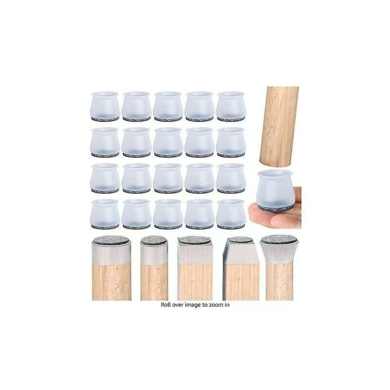 foto del prodotto starlight chair glides, 20 pezzi protezioni per gambe di sedie, imbottitura per sedia, protezioni per pavimenti in silicone trasparente per gambe di