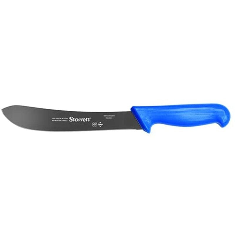 foto del prodotto starrett coltello da bistecca macellaio acciaio inox dello chef, profilo curvo stretto, 8 pollici 200 mm , manico blu bkl606 8 