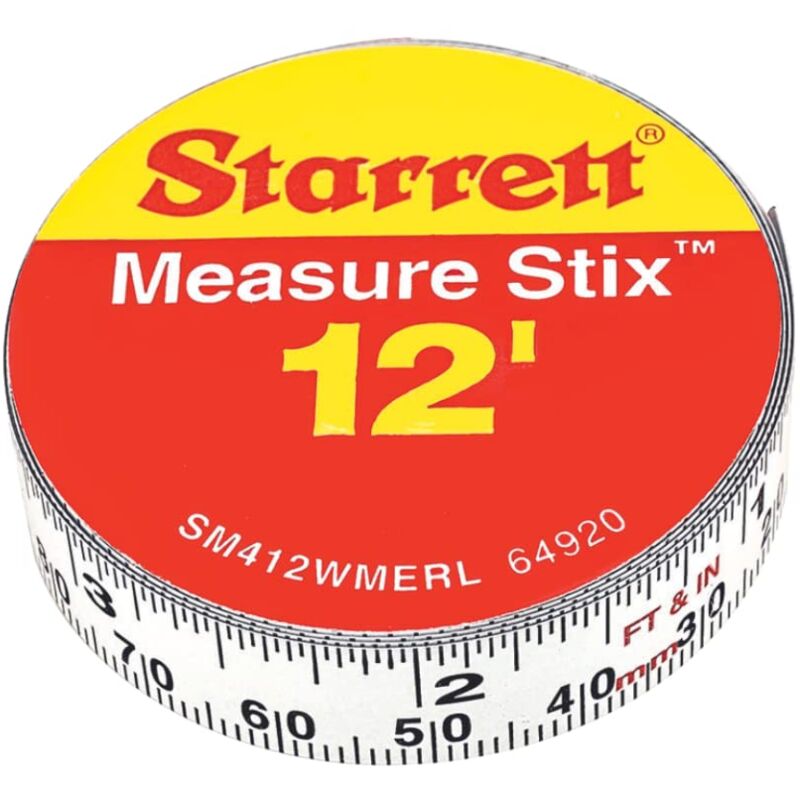 foto del prodotto starrett metro a nastro stix 4m sm412wmerl misura imperiale e metrica in acciaio di precisione miglioramento della casa lettura da destra a