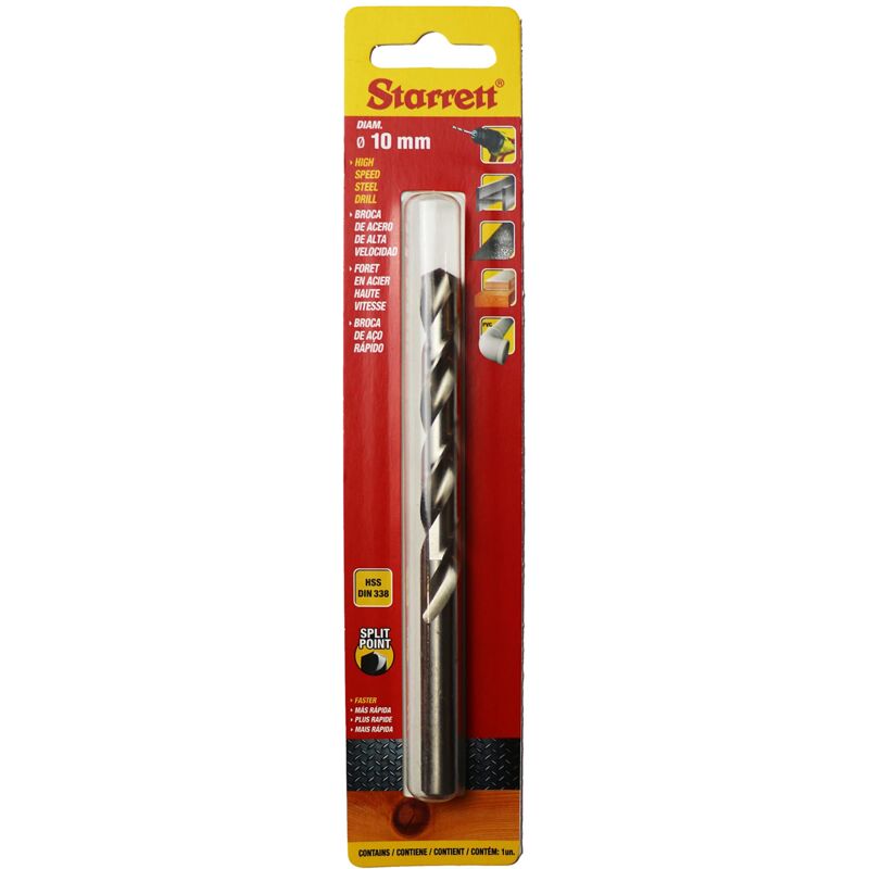 foto del prodotto starrett punte per trapano a punta divisa, in acciaio hss ad alta velocit , 10 x 133 mm, kbar100, per acciaio e ghisa, legno e materiali morbidi in