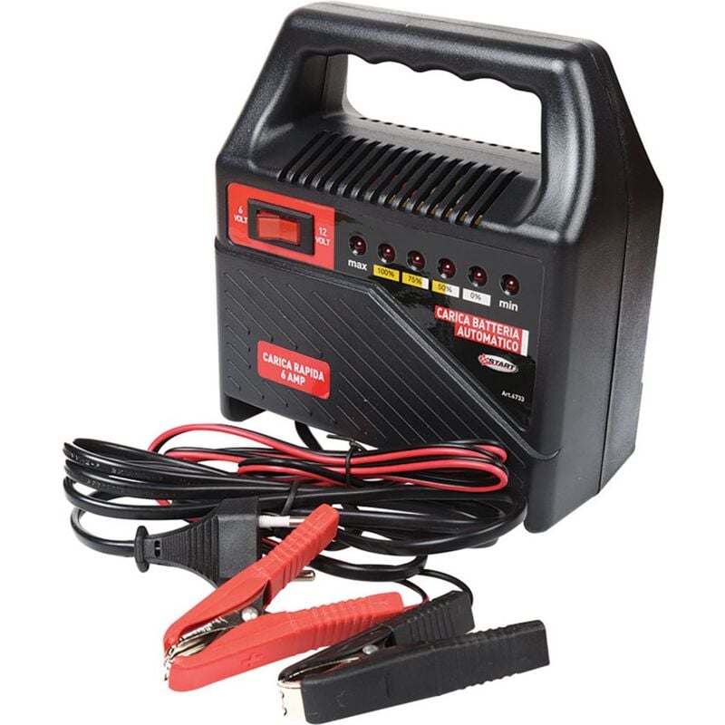 foto del prodotto start carica batteria 6ah 12v auto input ac 230v 70hz 101w 4,2a