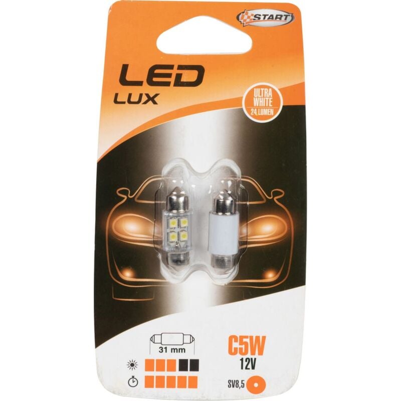 foto del prodotto start lampadine siluro auto 6 led 12v 1,5w due pezzi 31 mm illuminazione targa macchina