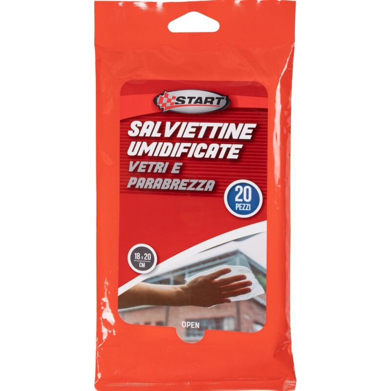 foto del prodotto start salviette umidificante per vetri e parabrezza, salva freschezza 18cm x 20cm 20 pezzi