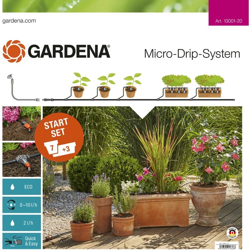 foto del prodotto start set micro irrigazione m, per 7 vasi e 3 fioriere micro drip system 13001 20 gardena