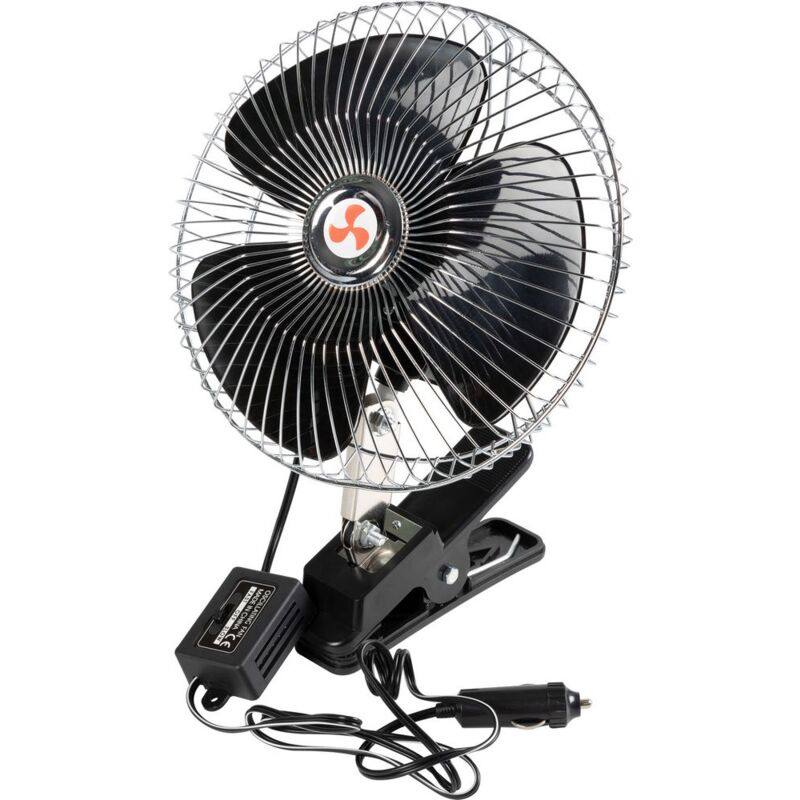 foto del prodotto start ventilatore libeccio 12 v e 16w, 2 funzioni, con griglia cromata nero presa accendisigari