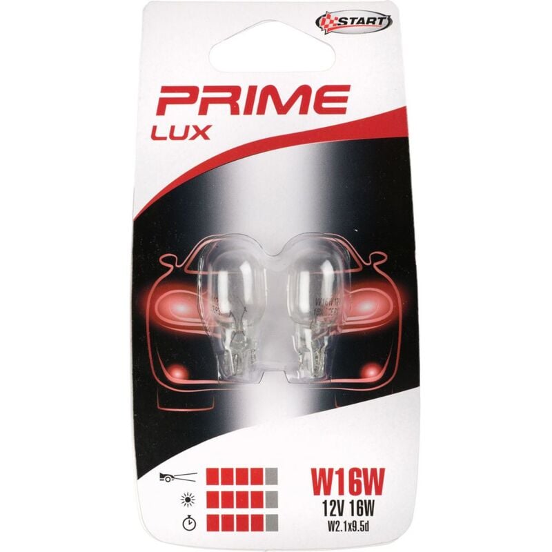 foto del prodotto start w16w coppia di lampadine in vetro per luci auto 12v 16w w2,1x9,5d