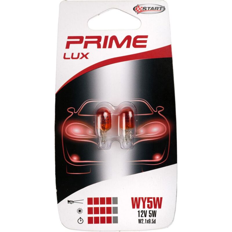 foto del prodotto start wy5w coppia di lampade in vetro arancio per luci auto 12v 5w w2,1x0,5d