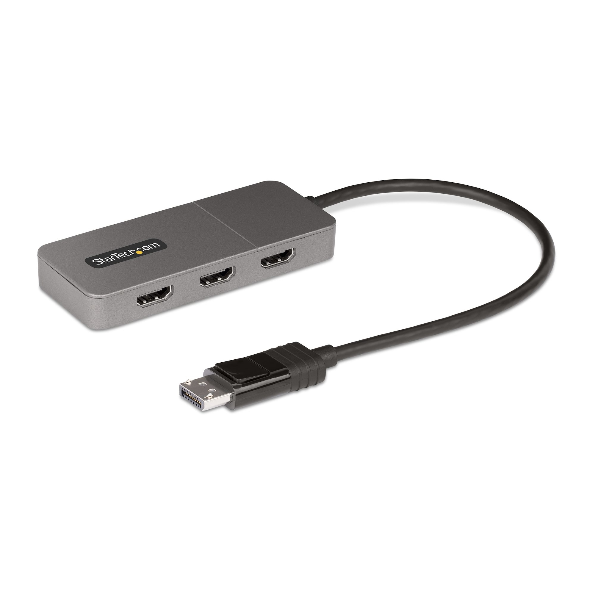 foto del prodotto startech.com adattatore dp hdmi a 3 porte hub mst da displayport a hdmi 4k 60hz convertitore dp1.4 a multi monitor hdmi per notebook splitter hdmi con cavo integrato da 30cm, alimentato da usb solo windows
