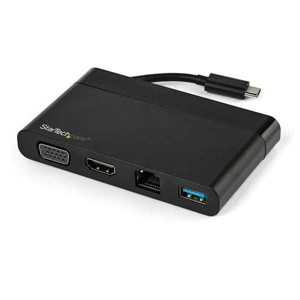 foto del prodotto startech.com adattatore multiporta usb c con hdmi, vga, gigabit ethernet e usb 3.0 mini dock hub usb c a hdmi 4k o vga 1080p display docking station da viaggio usb type c per laptop usb c