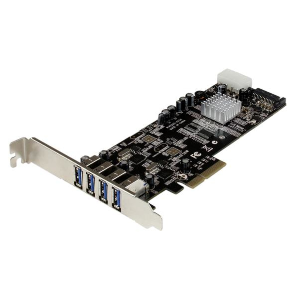 foto del prodotto startech.com adattatore scheda superspeed usb 3.0 con 4 porte pci express pcie con 2 canali da 5 gbps dedicati uasp alimentazione sata lp4