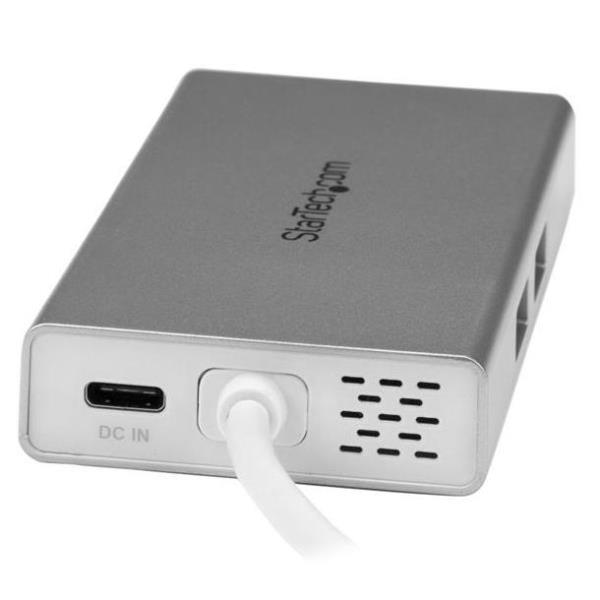 foto del prodotto startech.com adattatore usb c multiporta docking station da viaggio usb c con hdmi 4k 60w alimentazione pass through, gbe, hub usb a 3.0 mini usb type c dock per laptop bianco
