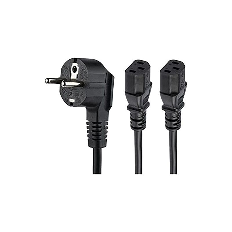 foto del prodotto startech com cable de 2m de computer y power, 18awg, eu schuko to 2x c13, 10a 250v, cable de power de acde spare, for printer, for monitor, ul