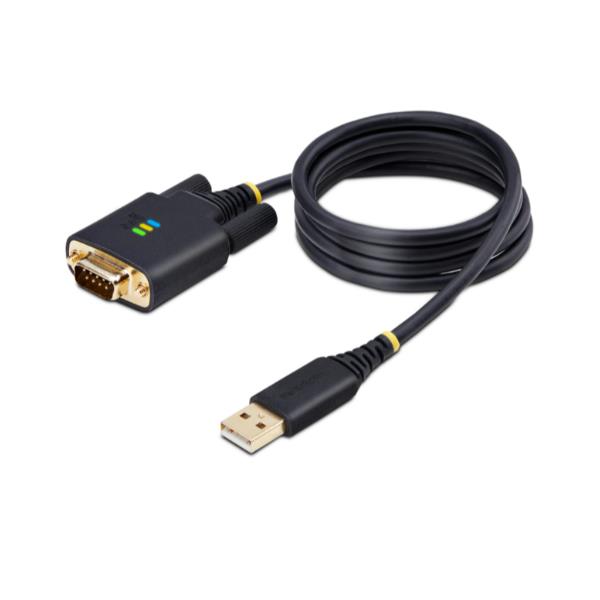 foto del prodotto startech.com cavo da usb a seriale 1m, ritenzione com, viti dadi intercambiabili, adattatore usb-a a db9 rs232 protezione esd, windows macos linux