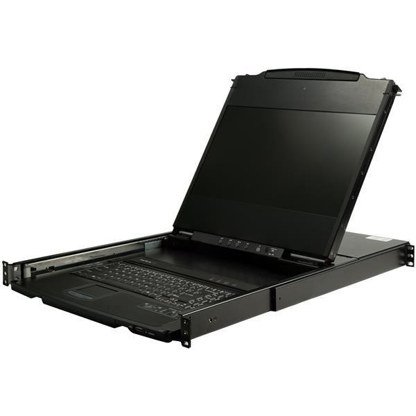 foto del prodotto startech.com console kvm per armadio rack monitor lcd 17 1080p kvm switch dvi vga montabile a rack su doppia guida cassetto kvm lcd 1u con cavi supporto usb tastiera inglese qwerty 44.230 mtbf