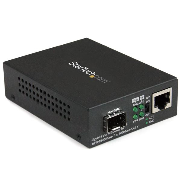 foto del prodotto startech.com convertitore multimediale gigabit ethernet a fibra con slot sfp aperto 10 100 1000