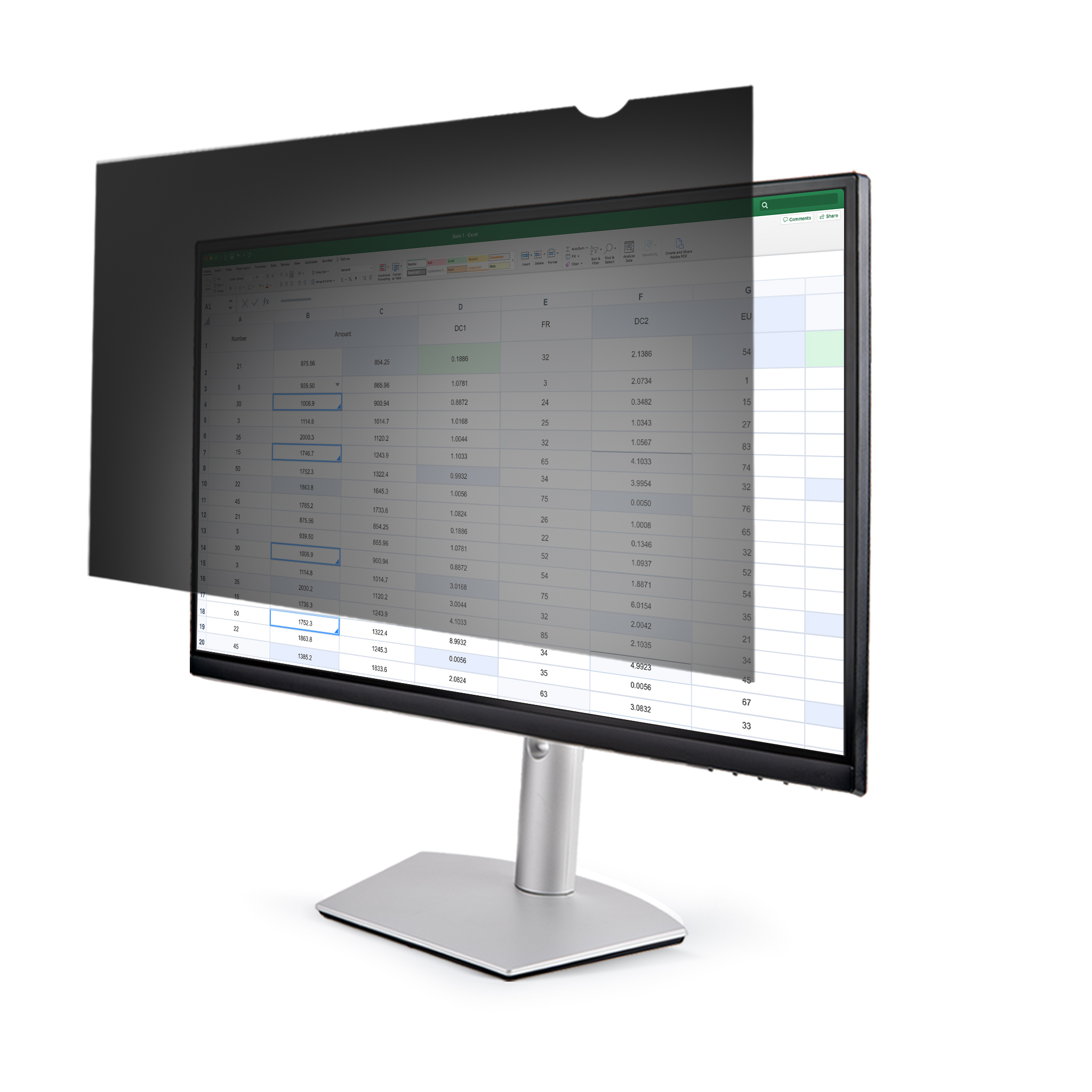foto del prodotto startech.com filtro per la privacy per monitor da 22 filtro di protezione dello schermo pellicola protettiva per la riduzione della luce blu 16 10 widescreen opaco lucido 30 gradi