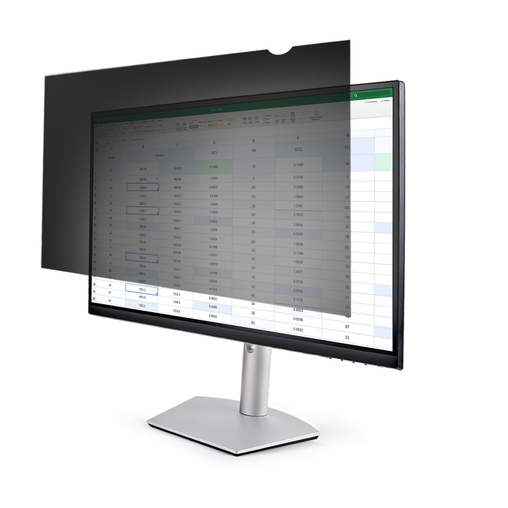 foto del prodotto startech.com filtro per la privacy per monitor da 23.8 quot filtro di protezione pellicola protettiva per la riduzione della luce blu 16 9 widescreen opaco lucido 30 gradi privacy screen 238m