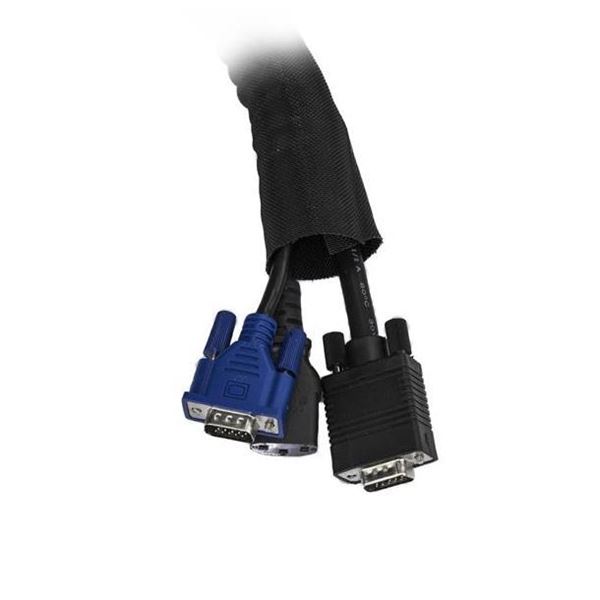 foto del prodotto startech.com guaina coprifili per gestione cavi da 4,6m avvolgicavo flessibile a spirale 1,0 1,5 guaina espandibile gestione dei cavi in poliestere protezione rivestimento organizzatore di cavi nero accorciabile