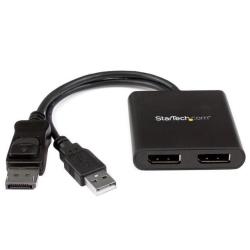 foto del prodotto startech.com hub mst displayport a 2 porte adattatore multi monitor dp 1.2 sdoppiatoresplitter video displayport 4k 30hz o 1080p 60hz per doppio monitor alimentazione via bus usb solo windows