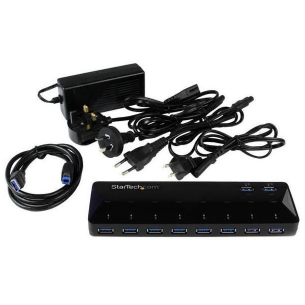 foto del prodotto startech.com hub usb 3.0 a 10 porte di ricarica e sincronizzazione 2 porte x 1,5 amp