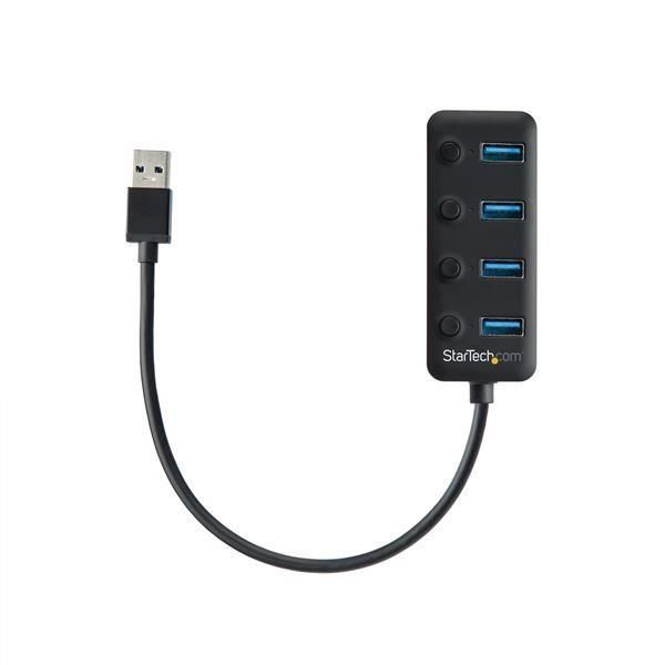 foto del prodotto startech.com hub usb 3.0 a 4 porte - 4x usb-a con swith on off individuale - hb30a4aib