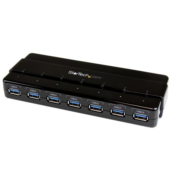 foto del prodotto startech.com hub usb 3.0 a 7 porte alimentato - perno e concentratore usb 3.0 ultra veloce - nero - st7300usb3b