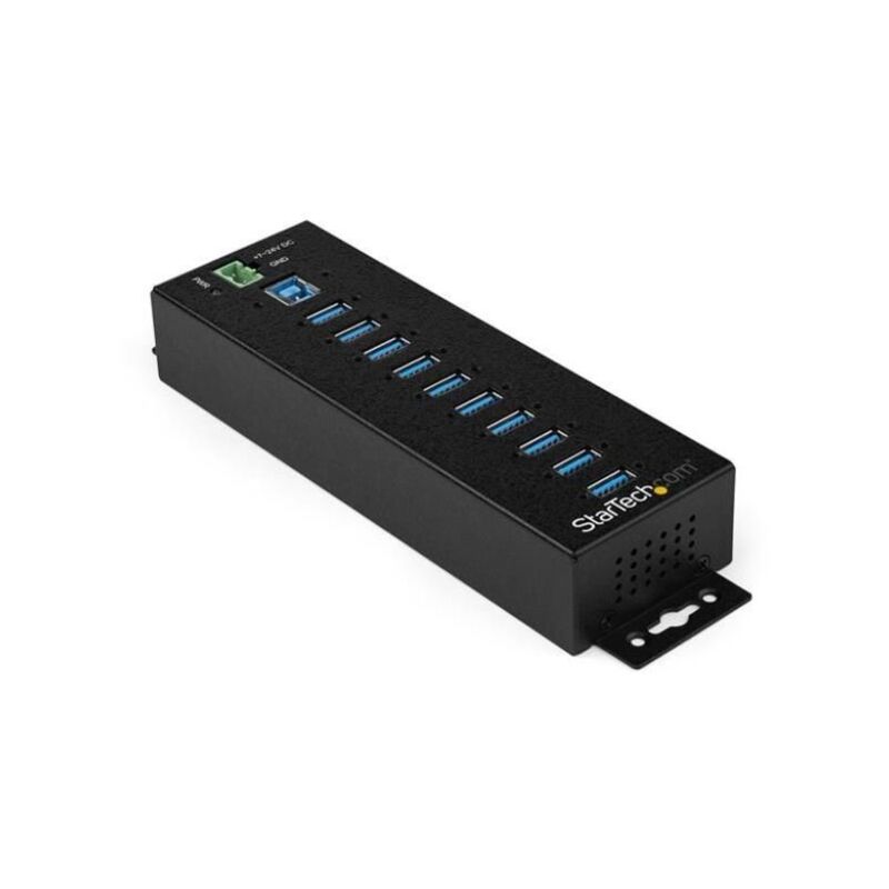 foto del prodotto startech.com hub usb 3.0 industriale a 10 porte con adattatore di alimentazione protezione contro le sovratensioni hub di trasferimento dati usb