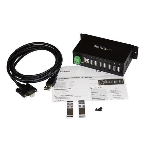 foto del prodotto startech.com hub usb industriale a 7 porte, predisposto per il montaggio