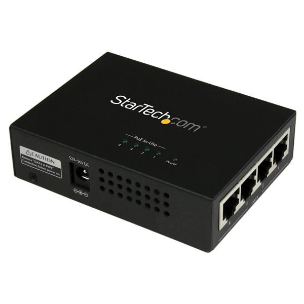 foto del prodotto startech.com iniettore midspan gigabit power over ethernet poe a 4 porte 802.3at af